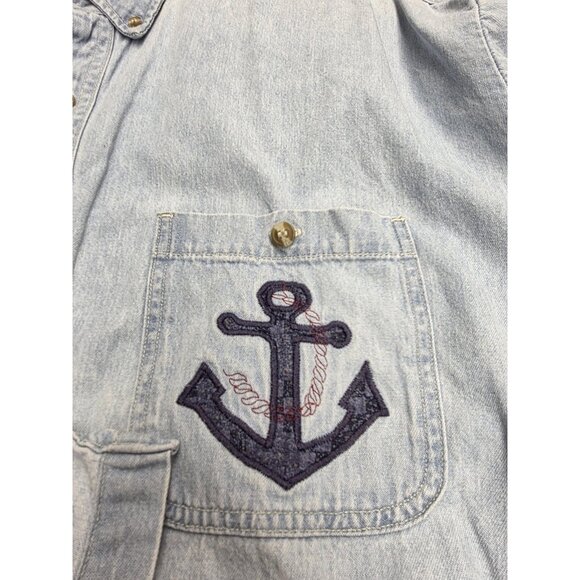 Vintage LA Loving Shirt Womens Large Denim Nautical Lighthouse Sailboat 90s - Picture 9 of 11